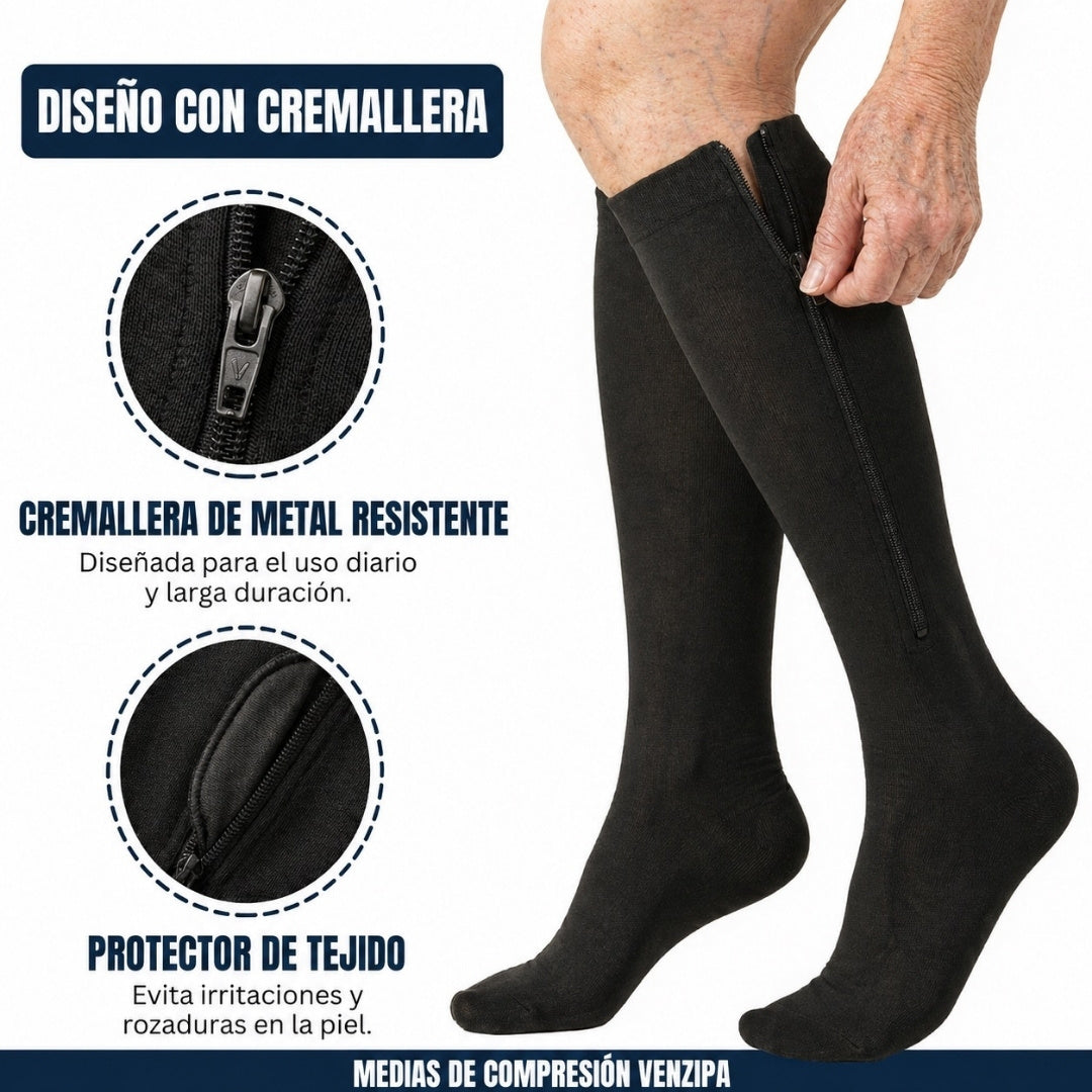 Medias de compresión con cremallera fáciles de poner