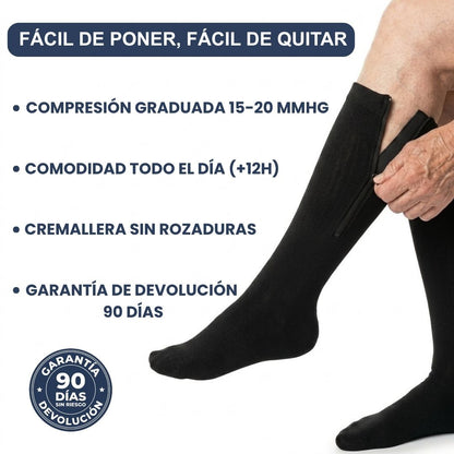 Medias de compresión graduada 15-20 mmHg con cremallera
